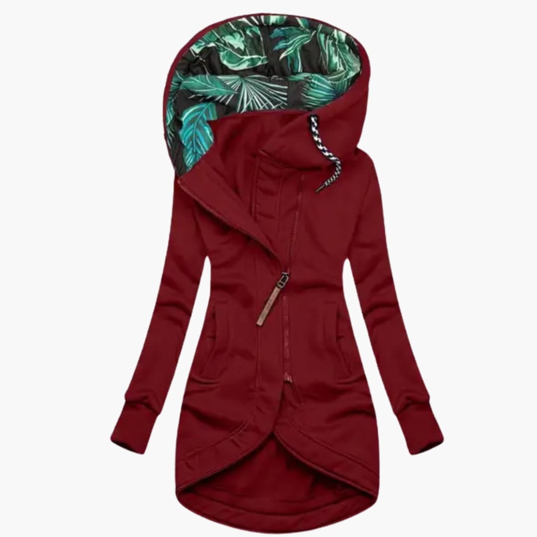 Veste polaire femme avec capuche et fermeture asymétrique